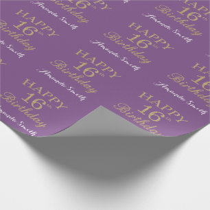 Papier Cadeau Joyeuse 16e anniversaire Parties scintillant or et