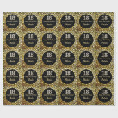 Papier Cadeau Joyeuse 18e anniversaire Parties scintillant noire (Plat)