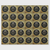 Papier Cadeau Joyeuse 21e anniversaire Parties scintillant noire (Plat)