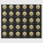 Papier Cadeau Joyeuse 22e anniversaire Parties scintillant Noir (Plat)