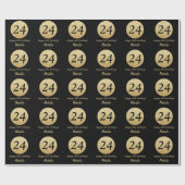 Papier Cadeau Joyeuse 24e anniversaire Parties scintillant Noir  (Plat)