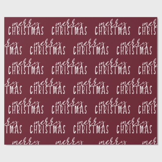 Papier Cadeau Joyeuse calligraphie de Noël Rouge Blanc Festif Ch (Plat)