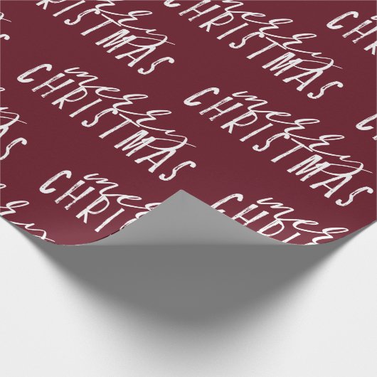 Papier Cadeau Joyeuse calligraphie de Noël Rouge Blanc Festif Ch (Coin)