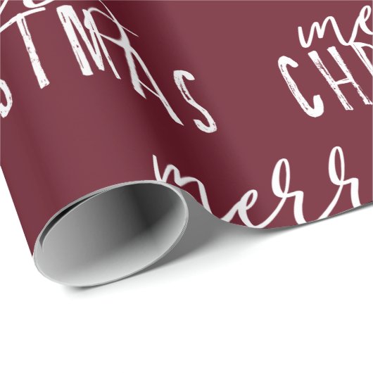 Papier Cadeau Joyeuse calligraphie de Noël Rouge Blanc Festif Ch (Coin rond)