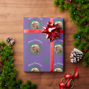 Papier Cadeau Joyeuse couronne de Noël Photo personnalisée