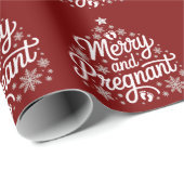 Papier Cadeau Joyeuse et enceinte Maternité Empreintes Grossesse (Coin rond)