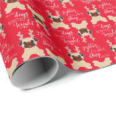 Papier Cadeau Joyeuse et lumineuse enveloppe de Noël de renne de (Coin rond)