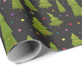 Papier Cadeau Joyeuse ferme d'arbres de Noël (Coin rond)