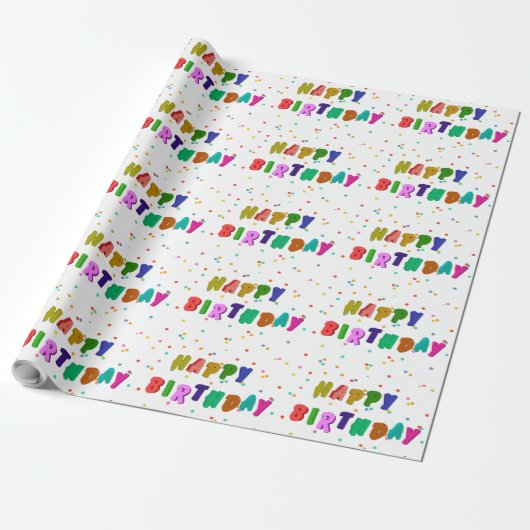 Papier Cadeau Joyeuse fête d'anniversaire colorée (Déroulé)