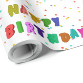 Papier Cadeau Joyeuse fête d'anniversaire colorée (Coin rond)
