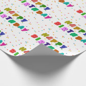 Papier Cadeau Joyeuse fête d'anniversaire colorée (Coin)