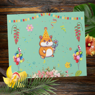 Papier Cadeau Joyeuse fête d'anniversaire pour enfant sur le thè
