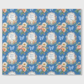 Papier Cadeau Joyeuse fête des mères Bleu floral (Plat)