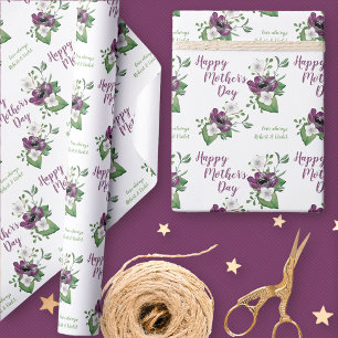 Papier Cadeau Joyeuse Fête des Mères - Fleurs aquarelles personn