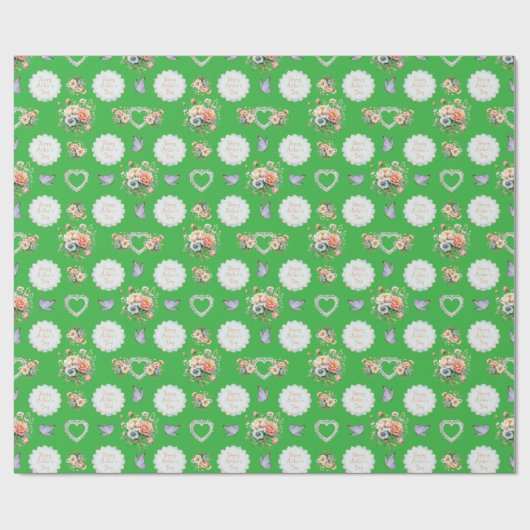 Papier Cadeau "Joyeuse fête des mères Green irlandais (Plat)