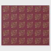 Papier Cadeau Joyeuse Fête des Mères Or Cœur Script (Plat)