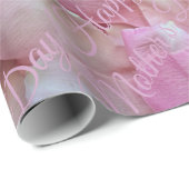 Papier Cadeau Joyeuse fête des mères ou ton texte Pétales roses (Coin rond)