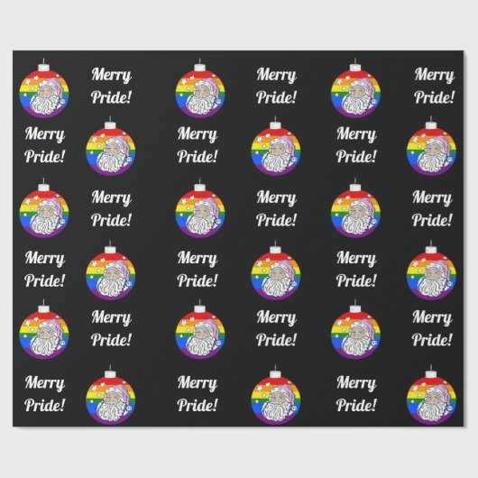 Papier Cadeau Joyeuse fierté - Père Noël - Noir (Plat)