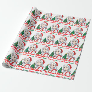 Papier Cadeau Joyeuse fille kawaii - Noël Vacances