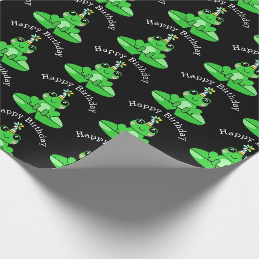 Papier Cadeau Joyeuse grenouille d'anniversaire (Coin)