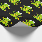 Papier Cadeau Joyeuse grenouille verte d'anniversaire (Coin)