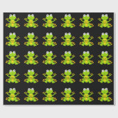 Papier Cadeau Joyeuse grenouille verte d'anniversaire (Plat)