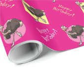 Papier Cadeau Joyeuse Ostrich Danser en caricature Casquette de  (Coin rond)