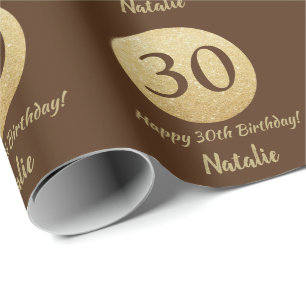 Papier Cadeau Joyeuse Parties scintillant Brown et Gold du 30e a