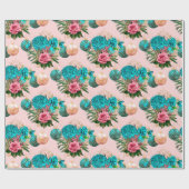 Papier Cadeau Joyeuse Parties scintillant de Noël Bauble or rose (Plat)