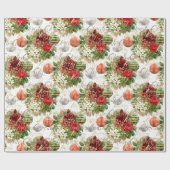 Papier Cadeau Joyeuse Parties scintillant de Noël Baubles Or Rou (Plat)