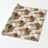 Papier Cadeau Joyeuse Parties scintillant de Noël Baubles Or Rou (Déroulé)