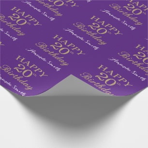 Papier Cadeau Joyeuse Parties scintillant d'or du 20e anniversai