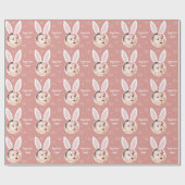 Papier Cadeau Joyeuse photo Pâques enfant avec Bunny Ears Rose r (Plat)