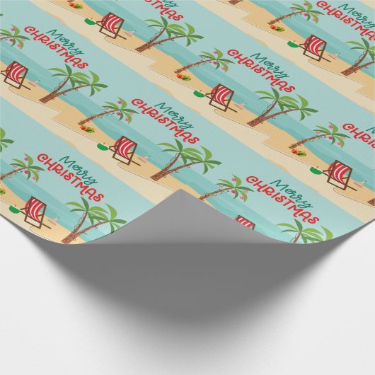 Papier Cadeau Joyeuse plage de Noël (Coin)