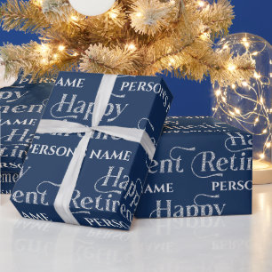 Papier Cadeau Joyeuse retraite Typographie Rétro à paillettes bl