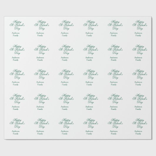Papier Cadeau Joyeuse Saint-Patrick famille nom vert minimal (Plat)
