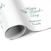 Papier Cadeau Joyeuse Saint-Patrick famille nom vert minimal (Coin rond)