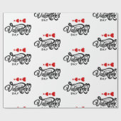 Papier Cadeau Joyeuse Saint Valentin calligraphie Cœurs Rouges F (Plat)