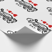 Papier Cadeau Joyeuse Saint Valentin calligraphie Cœurs Rouges F (Coin)