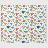 Papier Cadeau Joyeuse Saint-Valentin cœurs colorés (Plat)