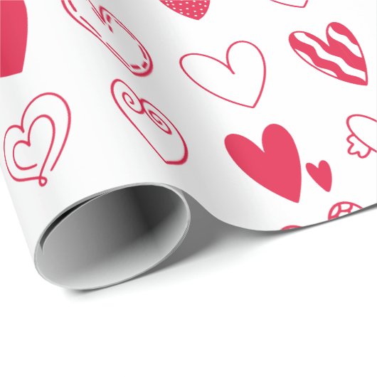 Papier Cadeau Joyeuse Saint Valentin cœurs d'amour (Coin rond)