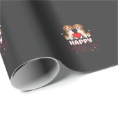 Papier Cadeau Joyeuse Saint-Valentin Couple Beagle (Coin rond)