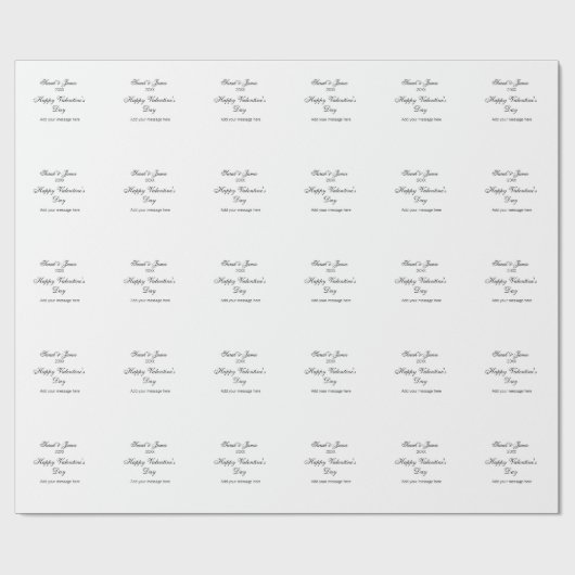 Papier Cadeau Joyeuse Saint-Valentin nom date message simple ele (Plat)