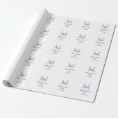 Papier Cadeau Joyeuse Saint-Valentin pastel violet monogramme ro (Déroulé)