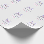 Papier Cadeau Joyeuse Saint-Valentin pastel violet monogramme ro (Coin)
