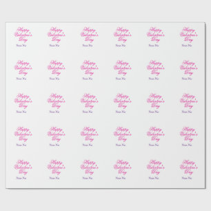 Papier Cadeau Joyeuse Saint-Valentin rose violet xoxo amour nom