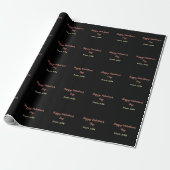 Papier Cadeau Joyeuse Saint-Valentin rouge noir de nom stylé (Déroulé)