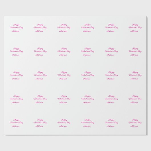 Papier Cadeau Joyeuse Saint-Valentin texte rose nom message (Plat)