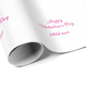 Papier Cadeau Joyeuse Saint-Valentin texte rose nom message (Coin rond)
