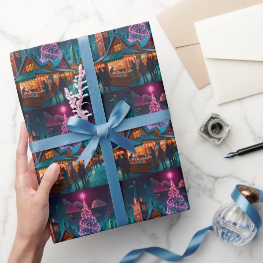 Papier Cadeau Joyeuse scène de Noël hivernal (Cadeaux)